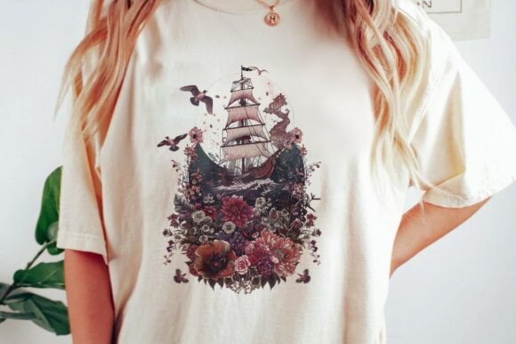 Download Sailing Ship Floral Gothic Art Png - Gothic art Collection