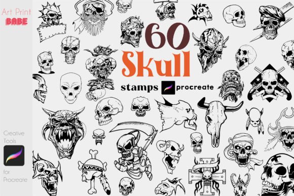Download Procreate Skull Tattoo Stamps Gothic Art - Gothic art Collection
