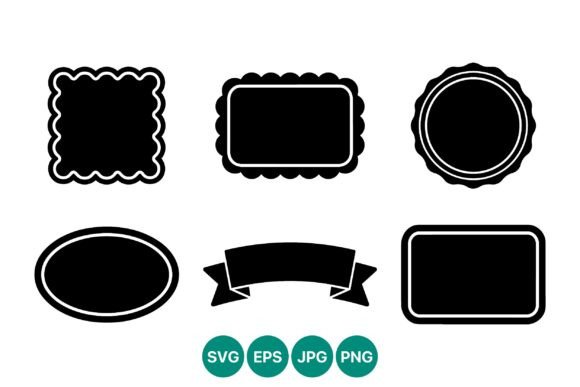 Download Black Silhouette Label Shapes and Ribbon - Premium Resources