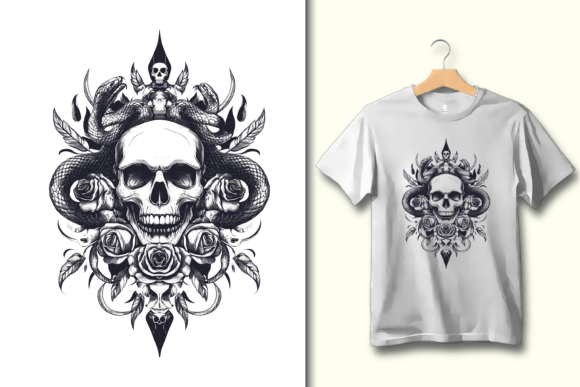 Download Skull Serpent Roses Occult Gothic Art - Gothic art Collection