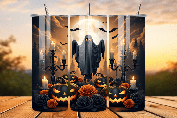 Download 20oz Gothic Spooky Ghost Tumbler Wrap - Premium Bundle