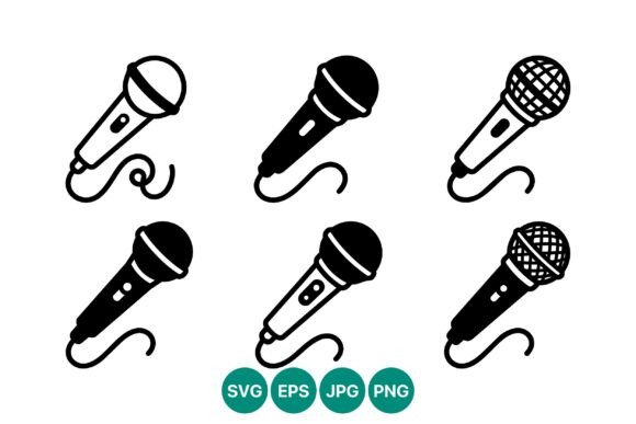 Download Microphone Icon Set Black White Vector - Microphone Collection