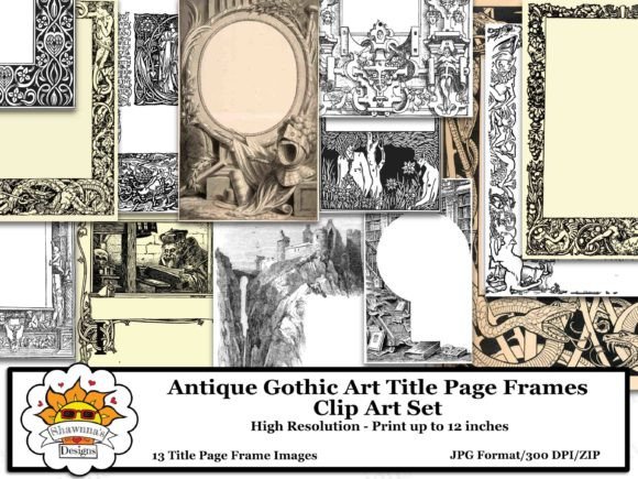 Download Antique Gothic Art Title Page Frames Set - Gothic art Collection